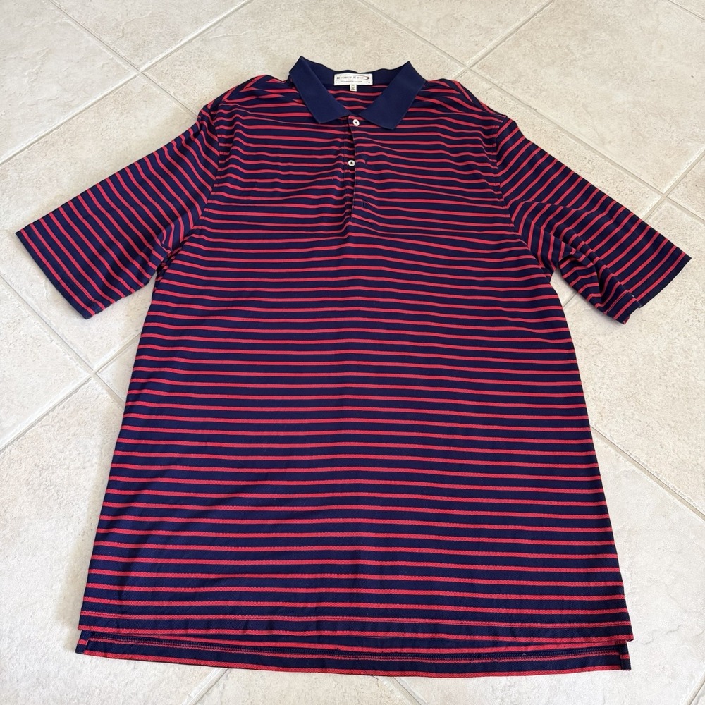 Fairway & Greene XL Tall Navy & Red Striped Golf Polo 100% Cotton